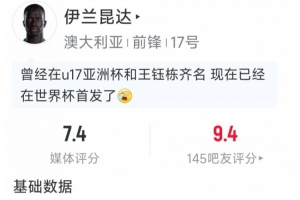 伊兰昆达半场统计：反击进球，2次射门命中，1次突破，得分7.4分